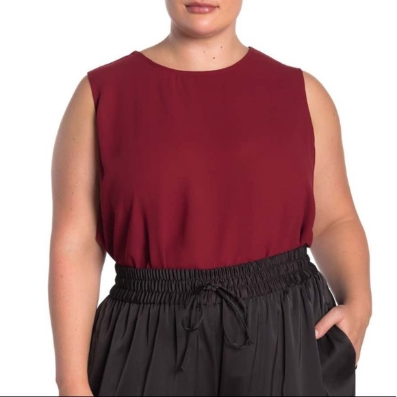 RACHEL ROY BLACK CHERRY RAENI DRAPED BACK TANK TOP - Picture 2 of 5